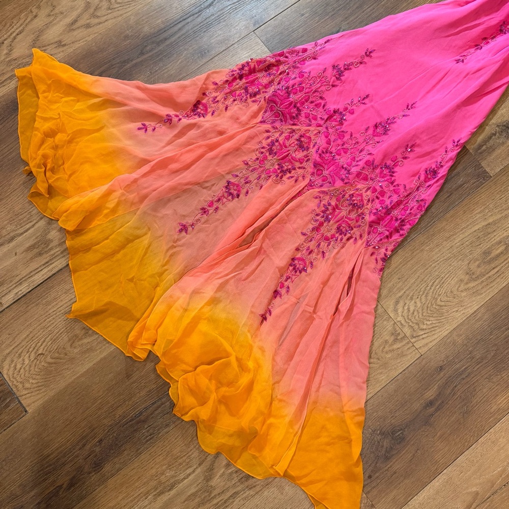 Vintage Y2K 100% Silk Beaded Dress Vintage Beaded Dress Fairy Ombré Rainbow Prom - Picture 3 of 17